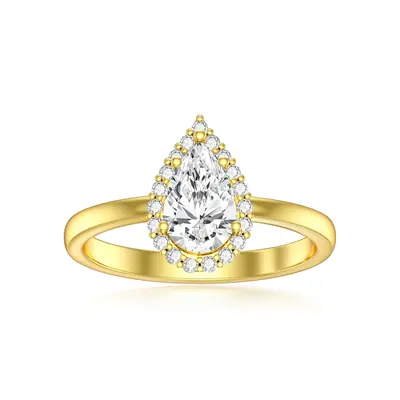 14K Gold Pear Shaped Moissanite Drop Shape Engagement Ring