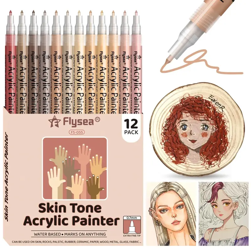 12pcs/set Acrylic Paint Marker Pen Set, Watercolor Art Supplies for Boys Girls & Adults