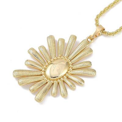 Rack Plating Brass Sun Pendant Necklaces