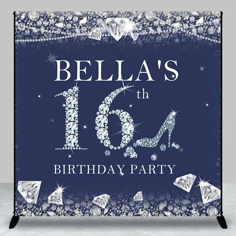 Royal Blue Diamonds Custom 16th Birthday Backdrop - Aperturee