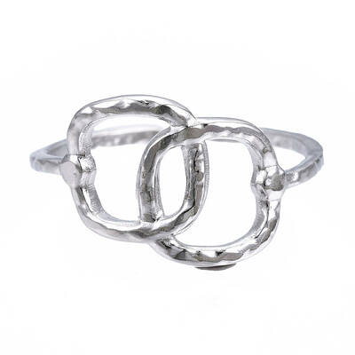 Non-Tarnish 304 Stainless Steel Interlocking Oval Open Cuff Ring