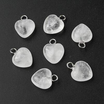 Natural Quartz Crystal Heart Charms