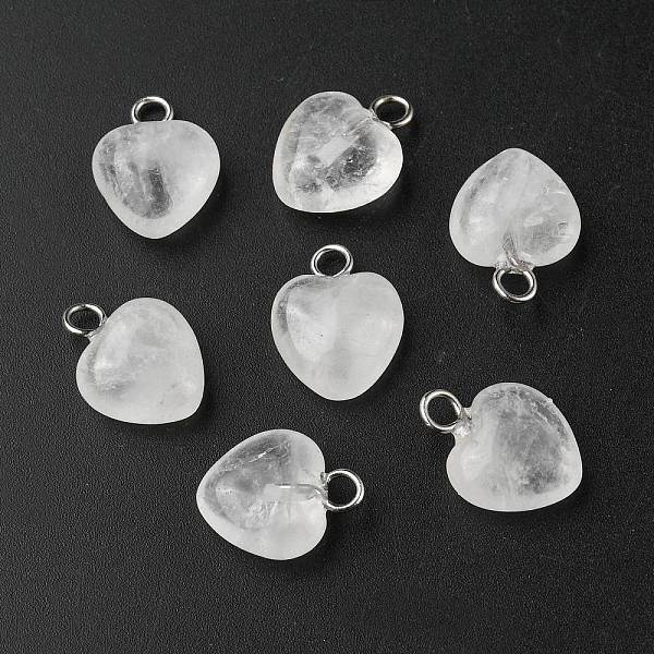 Natural Quartz Crystal Heart Charms