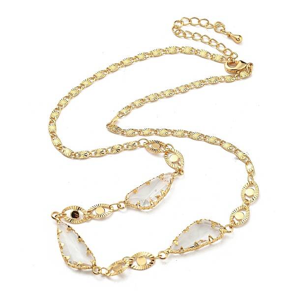 Faceted Teardrop Glass Beads Bib Necklaces