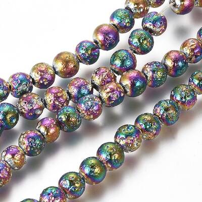 Electroplated Natural Lava Rock Beads Strands