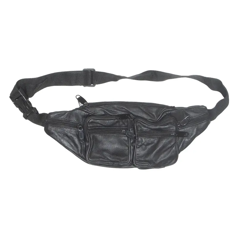 Mens Bum Bag Black Leather Faux Leather