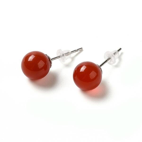 Natural Carnelian Stud Earrings