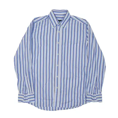 UNGARO Shirt Blue Striped Long Sleeve Mens M