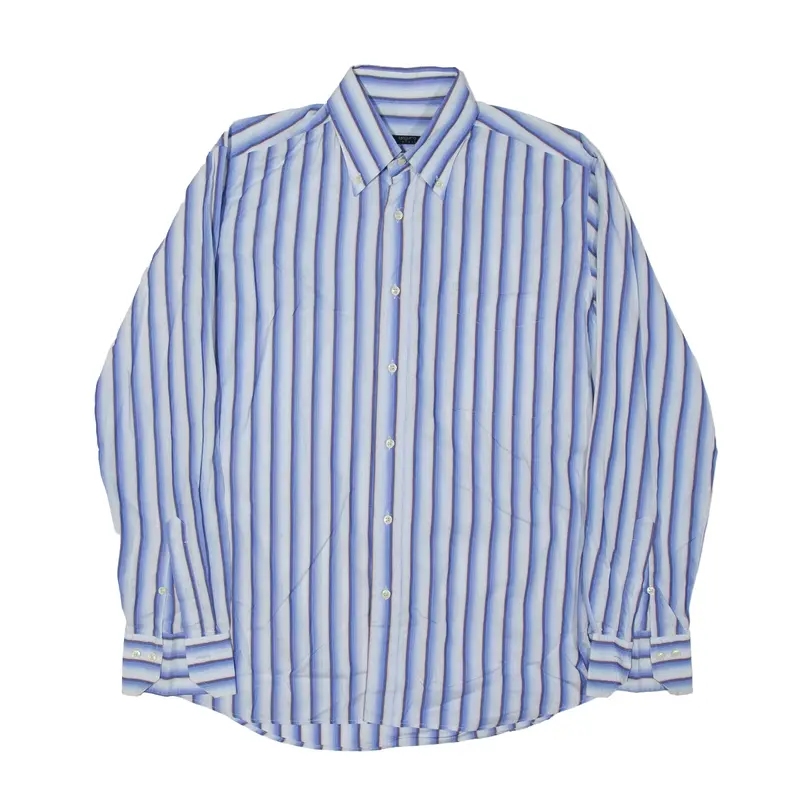 UNGARO Shirt Blue Striped Long Sleeve Mens M