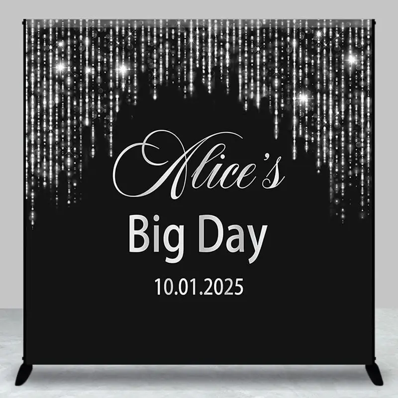 Black Silver Royal Big Day Custom Birthday Backdrop