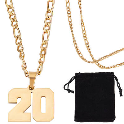 1Pc 304 Stainless Steel Figaro Chain Number Pendant Necklaces