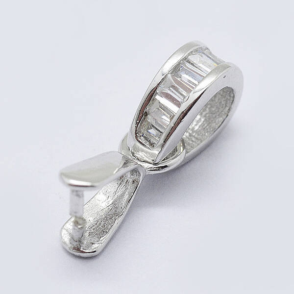 Anti-Tarnish Rhodium Plated 925 Sterling Silver Cubic Zirconia Pendant Bails