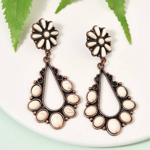 Alloy Synthetic Turquoise Dangle Stud Earrings