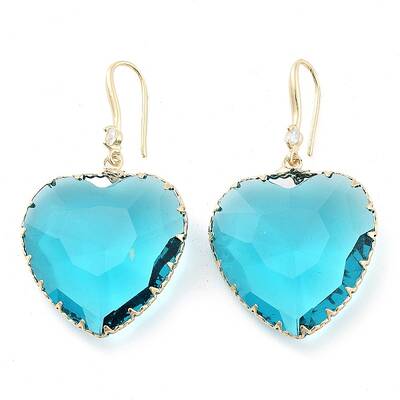Glass Heart Dangle Earrings