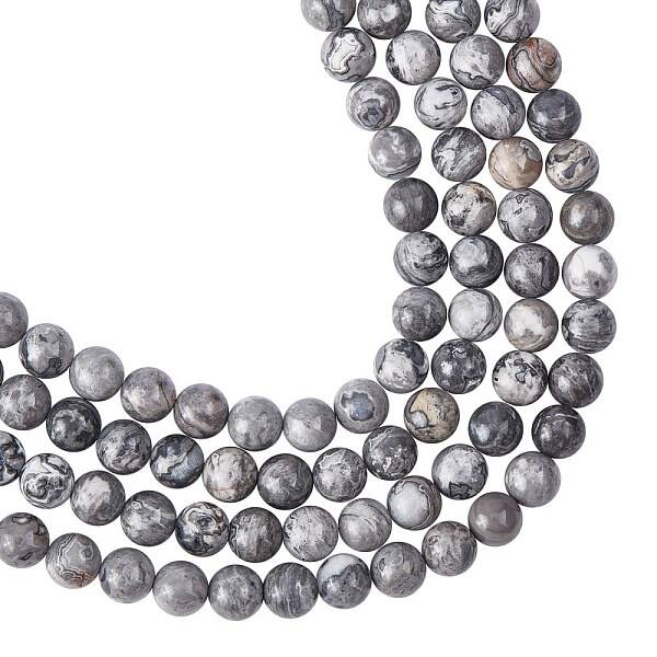Natural Map Stone Beads Strands