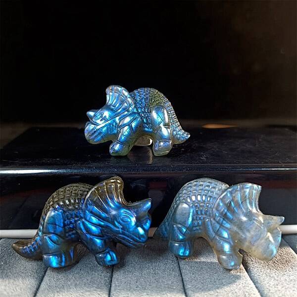 Natural Labradorite Carved Healing Unicorn Dinosaurs Figurines