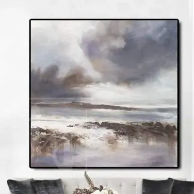 Original Canvas Gray and White Painting Contemporary Abstract Art | HAZY FANTASIES