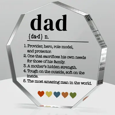 Acrylic Dad Award Decor, 1/9 Counts Clear Dad's Inspirational Words Statue, Award for Father Of The Year Gifts for Home
