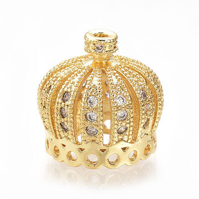 Brass Micro Pave Cubic Zirconia Beads