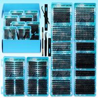 Mixed Length Individual False Eyelashes Kit, Mega Volume False Eyelashes with Bond & Seal & Lash Remover & Tweezers & Brush, ...