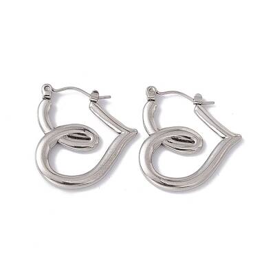 Non-Tarnish 304 Stainless Steel Heart Hoop Earrings for Women