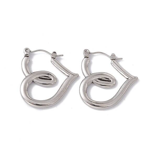 Non-Tarnish 304 Stainless Steel Heart Hoop Earrings for Women