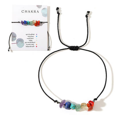 Chakra Theme Natural Mixed Gemstone Chips Braided Bead Bracelets
