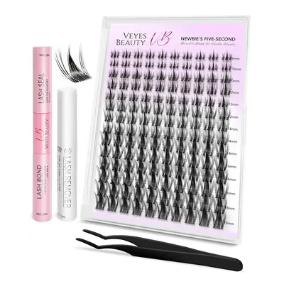 VEYESBEAUTY Manga Lashes Invisible Dramatic Volume Cluster Lashes Individual Lash Extensions Layered Fluffy Eyelashes Lash DI...