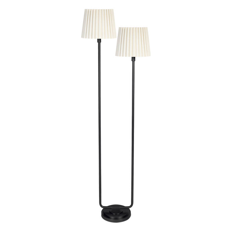 Polly Floor Lamp (Blackened Brass with Oyster Wave Pleat Shade)