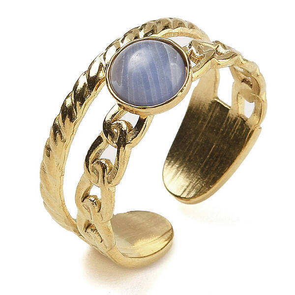 Synthetic Blue Lace Agate Finger Rings