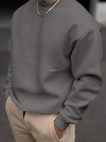 Unisex Men's Classic Solid Drop Shoulder Longsleeves Crewneck Essentials Sweatshirt, Loose Casual Soft Plain Long Sleeve Roun...
