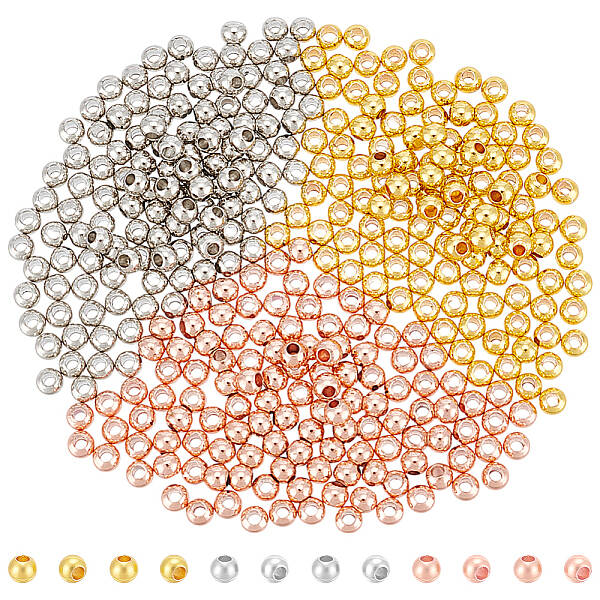 360Pc 3 Colors Rack Plating Brass Spacer Beads