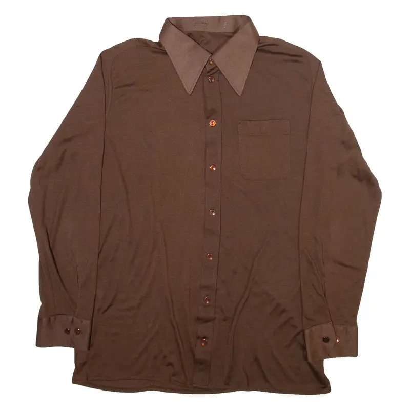 LIBERO Mens Plain Shirt Brown Long Sleeve M