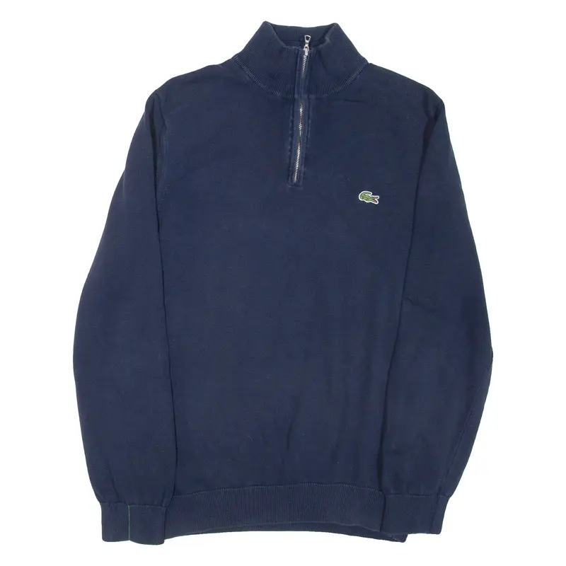 LACOSTE Mens Jumper Blue 1/4 Zip Tight Knit M