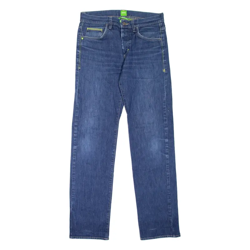 BOSS HUGO BOSS Mens Jeans Blue Regular Straight Stone Wash W31 L34