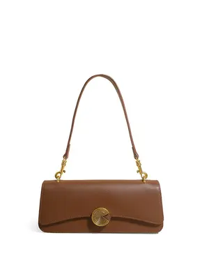 Smting  Leather Baguette Bag