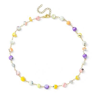 Natural Shell Nugget Beaded Chain Necklaces