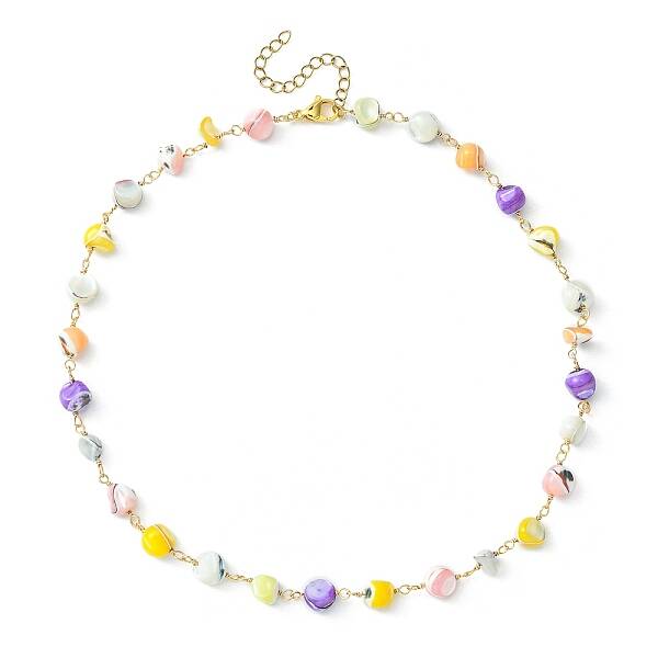 Natural Shell Nugget Beaded Chain Necklaces