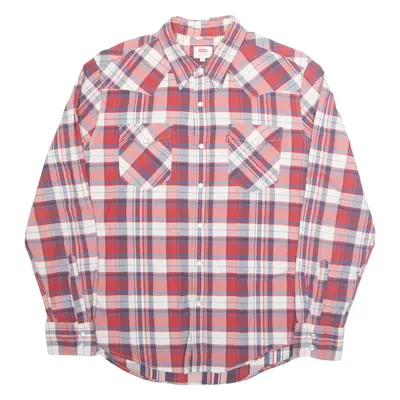 LEVI'S Mens Shirt Red Check Long Sleeve L