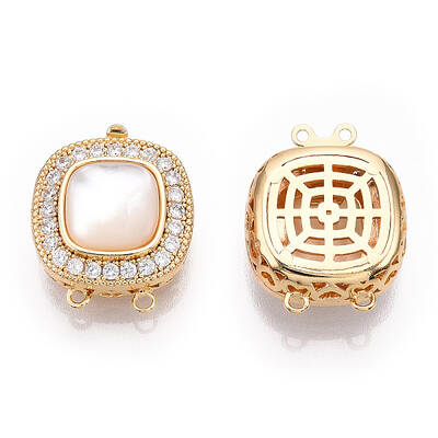 Brass Micro Pave Clear Cubic Zirconia Box Clasps