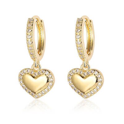 Brass Micro Pave Clear Cubic Zirconia Hoop Earrings