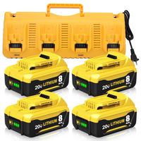 4-Packs Replacement for Dewalt 20V Max Battery and Charger Compatible with DCB203 Cordless Power Tools