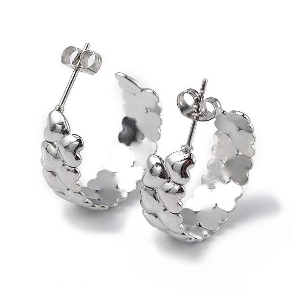 Non-Tarnish 304 Stainless Steel Heart Wrap Stud Earrings