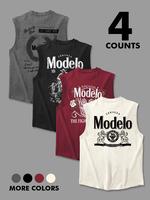Men's Regular Fit Modelo Letter Print Tank Top, Casual Sleeveless Graphic Vest for Summer, Men's Top for Daily Wear, Socks
