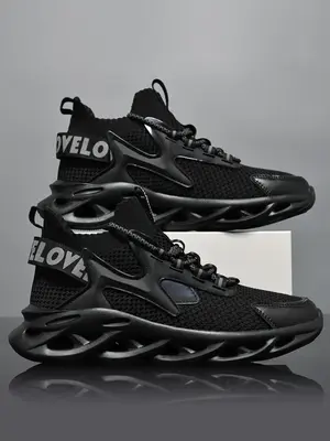 Men's Letter Design Lace up Low Top Mesh Sneakers for Spring, Casual Lightweight Breathable Comfortable Running Shoes, Non-s...