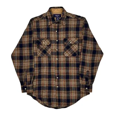 William'S Bay Checked Flannel Shirt - XL Brown Wool Blend