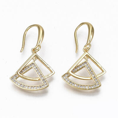 Brass Micro Pave Clear Cubic Zirconia Dangle Earrings