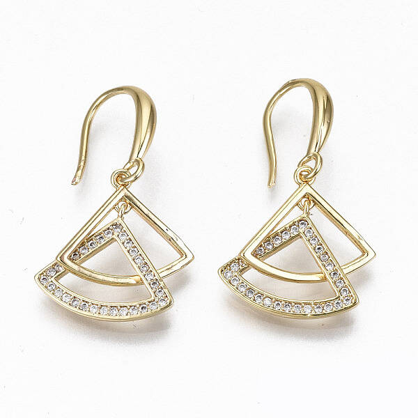 Brass Micro Pave Clear Cubic Zirconia Dangle Earrings