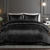 Whale Flotilla 3-Piece Reversible Silky Soft King Size Comforter Set, Luxury Stripe Satin Oversized Comforter Bedding Set wit...