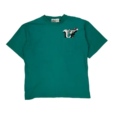 Looney Tunes Acme Clothing Graphic T-Shirt - Large Green Cotton